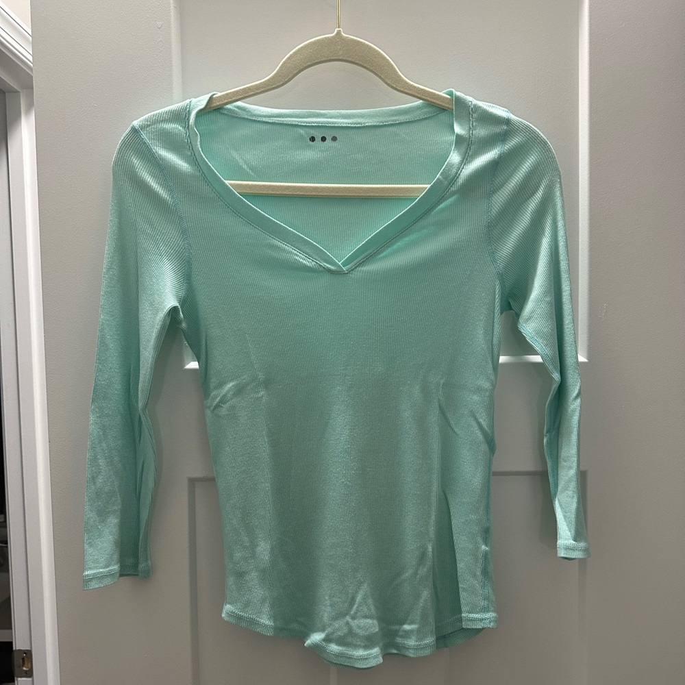 three dot light aqua blue shirt